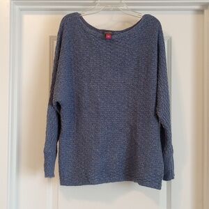 Vince Camuto Womens Sweater Sz L Blue Pullover Knit Cozy Comfy Cotton Blend Warm